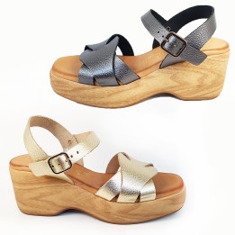 Sandalia plataforma piel